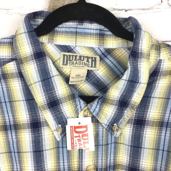 Duluth Trading Co Men's Plaid Flap Pockets Oxford Button Down Casual Shirt 3XL - Picture 2 of 13